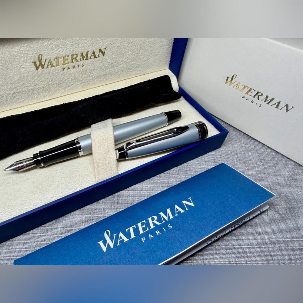 Waterman Expert Fountain Pen- Stainless Steel, Chrome Trim, Medium